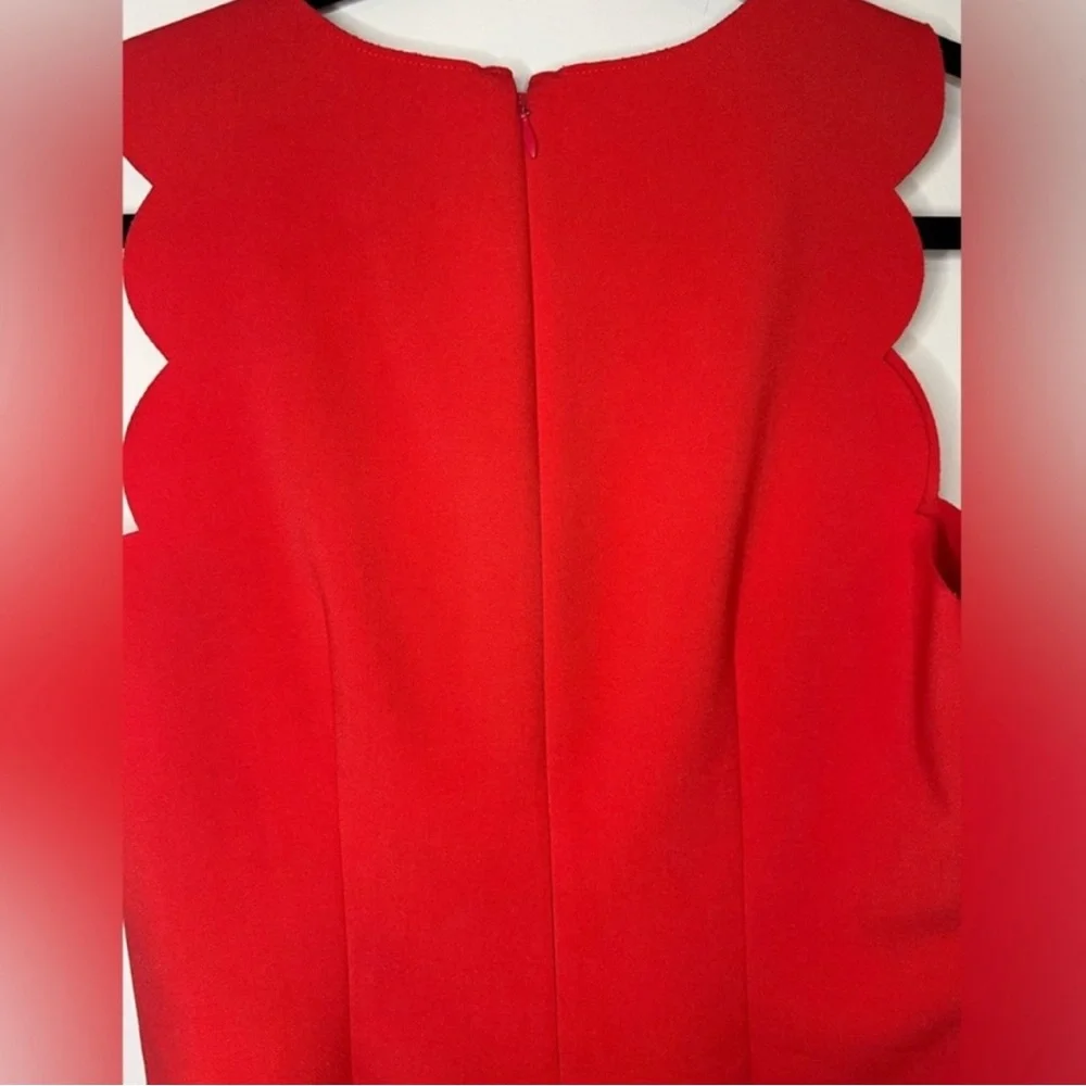 J. Crew - Coral Sheath Dress Scalloped Edge Sleeveless - Size 4 - Picture 3 of 9